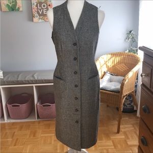 Calvin Klein 90% wool tweed  fitted jumper dress vest veg?